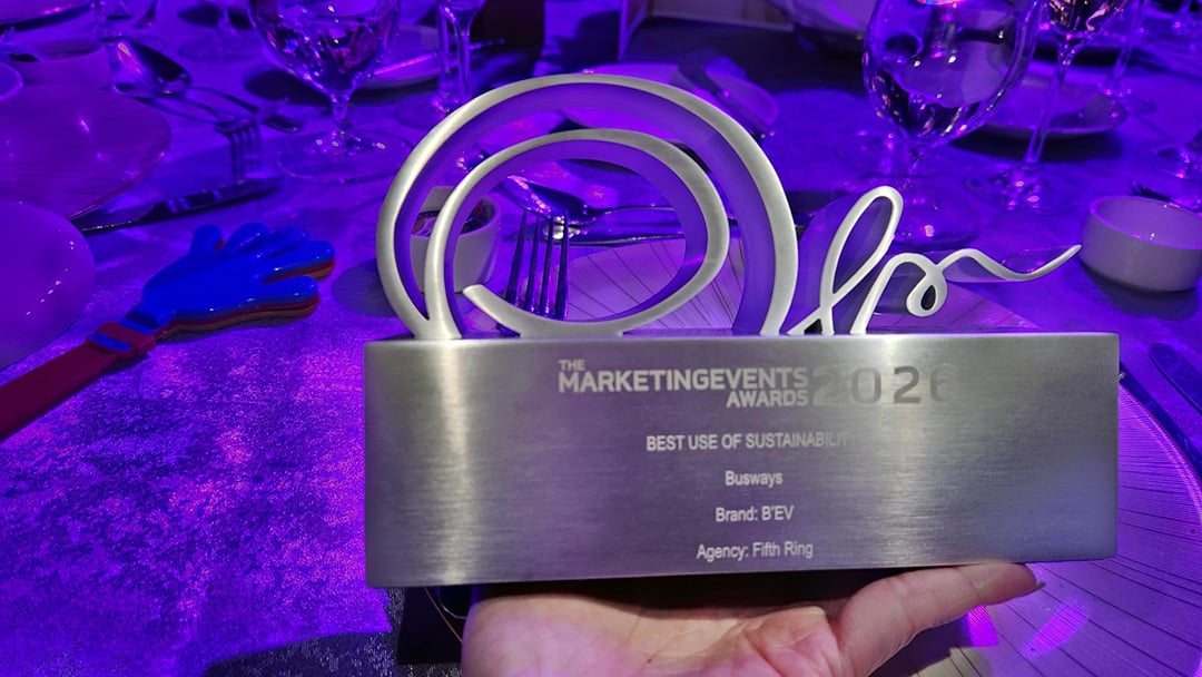 image of trophy for Marketing Interactive Marketing Event Awards - where Busways and Fifth Ring won for best use of sustainability
