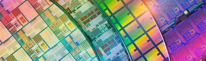 close up of silicon wafers used in the fabless sector