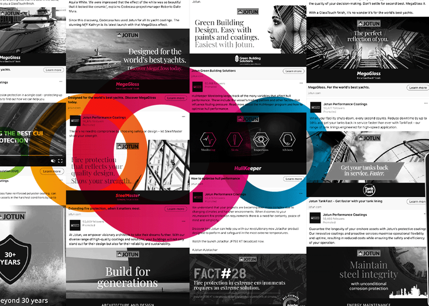 compilation of jotun advertisements with fifth ring circles
