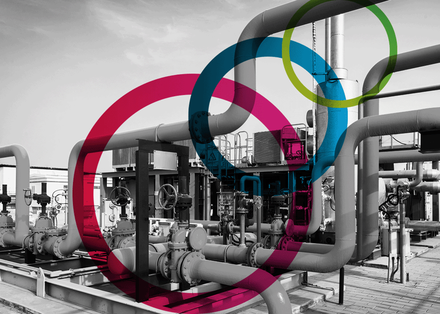 industrial factory with fifth ring circles