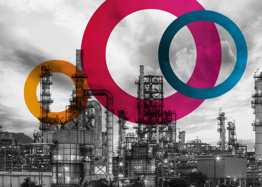 chemical manufacturing plant with fifth ring circles